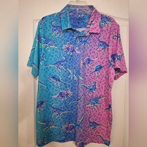 Chubbies Blue and Pink Dinosaur Polo Shirt
